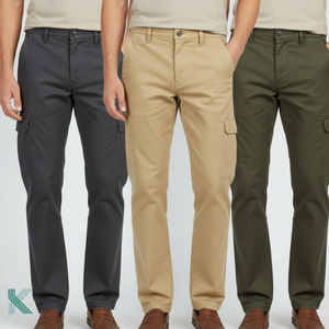 Pantalon en toile décontracté pour homme, 100% coton de qualité supérieure, poids lourd, coupe droite, confortable, durable, taille mi-haute, uni, teinture unie, lavage coloré - Product Image 4