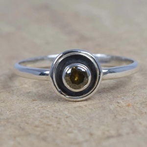 Anillo de Plata de Ley 925 con Cuarzo Ahumado Natural en Engaste Oxidado, Joyería Fina de Plata, Regalo de Boda de Lujo, Venta al por Mayor - Product Image 1