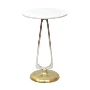 Mesa Redonda Con Mármol Superior Y Parte Inferior Aluminio Níquel Y Oro Acabado Metal Redondo Café O Mesa Auxiliar Para Muebles Para El Hogar - Product Image 2