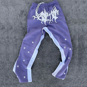 Chándal acampanado con lavado ácido y cremallera de retazos unisex personalizado, conjuntos de pantalones de chándal y Sudadera con capucha para invierno, chándales Vintage Sun Fade - Product Image 4