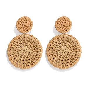 Handwicker Rattan Earrings for Women Boho Dangle Statement Earrings Trending Wholesales <b>Cheap</b> Price Made in Vietnam - Product Image 1