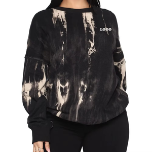 Sweat à capuche Tie Dye surdimensionné avec logo personnalisé avec style décontracté de haute qualité 100% coton sweat à capuche à épaules tombantes pour femmes 2025 - Product Image 3