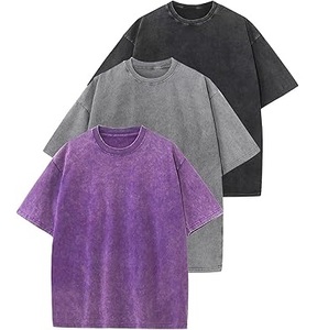 Venta al por mayor 100% algodón lavado ácido Sun Fade camisetas de gran tamaño 250Gsm peso pesado hombro caído diseño Vintage transpirable Jersey - Product Image 1