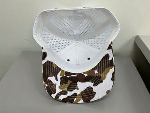 Vente en gros Logo brodé personnalisé Camo Print Canvas Trucker Hat Rope Detail 5-Panel Baseball Caps ODM Cycling Sports Headwear - Product Image 2