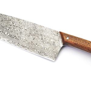 Venta al por mayor personalizado OEM ODM cubertería fábrica japonesa profesional Damasco Acero inoxidable cocina Chef cuchillo fijo hoja afilada - Product Image 2