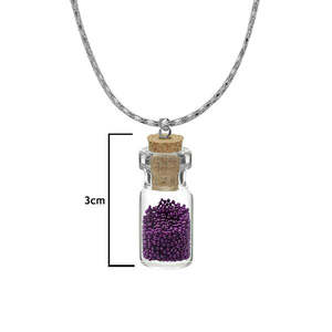 Urthn <b>Silver</b> Plated Glass Chain Pendant with Purple <b>Beads</b> 1202428E Made of Durable Zinc Alloy - Product Image 1