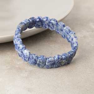 <b>Sodalite</b> Natural Stone Wide Cut <b>Bracelet</b> - Product Image 4