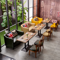 Großhandel Moderne Möbel Massivholz Café-Tisch Restaurant-Esstisch Holzplatte Rechteckig mit Metallgestell