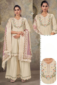 Dhwaja Export - Salwar Kameez Premium de Seda Romana Suave con Interior de Algodón Mull, Dupatta de Chanderi Puro con Trabajo Jacquard Dorado a Mano - Product Image 6