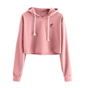 Femmes décontracté couleur unie coton polaire à manches longues haut court à capuche col d'hiver court sweats à capuche sweats - Product Image 4