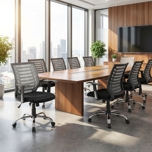 Miami <b>Grey</b> Mesh Task Office Chair Modern Design Adjustable Height Headrest for Swivel Executive Use Durable Fabric Aluminium PU - Product Image 3