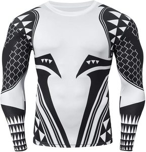 Customized Color Long Sleeve <b>Rash</b> <b>Guard</b> for <b>Men</b> Polyester MMA Jiu Jitsu Training Rashguard - Product Image 4