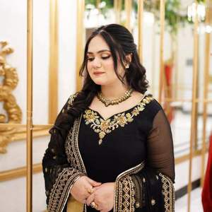 Designer indien porter noir lourd Georgette séquence brodé Anarkali robe et Sharara avec fantaisie perle dentelle bordure Dupatta - Product Image 1