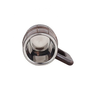 แก้วเบียร์100% กันรั่วพร้อมหูจับไม้ทำจากไม้เซรามิคสำหรับใช้ในบ้านโรงแรมร้านอาหาร - Product Image 3