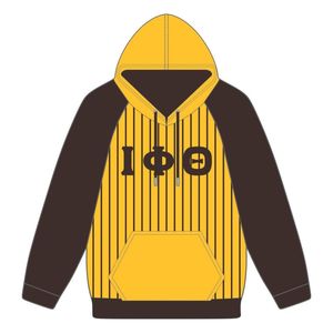 Iota Phi Theta Or Corps Brun Raglan Pinstripes Pull À Capuche Grec Fraternité Vêtements Personnalisé Divine Neuf HBCU Vêtements - Product Image 2