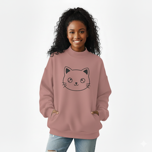 Sudadera Holgada para Mujer, Cuello Alto Simulado, Cálida, Informal, para Clima Frío, OEM, Felpa, Poliéster/Algodón, Transpirable - Product Image 1