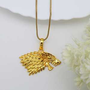 Nouvel Arrivage Collier Pendentif Loup Gothique en Laiton Plaqué Or 18 carats pour Homme, Bijou Animal Punk Loup Aigle, Vente en Gros/OEM/ODM - Product Image 4