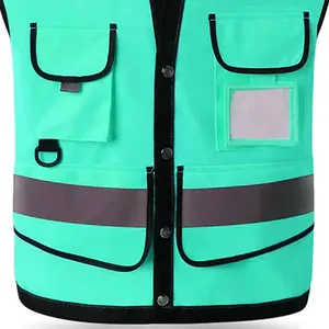 Logo personnalisé gilet de sécurité réfléchissant haute visibilité avec multi-poches respirant Construction Workwear pour hommes et femmes - Product Image 3