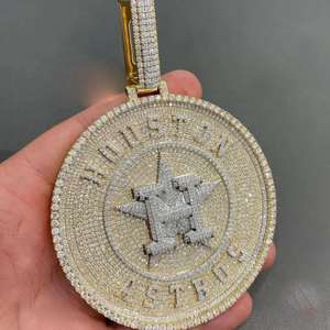 Pendentif rond en diamant Moissanite VVS Hip-Hop Bijoux Pendentif Cadeau de mariage pour homme en argent sterling 925 - Product Image 5