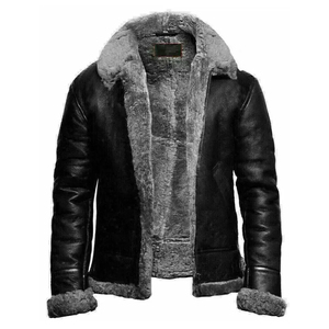 Heavyweight Comfortable Material Unique Style <b>Shearling</b> Leather <b>Jacket</b> Waterproof Custom Logo Regular Size Leather <b>Jacket</b> - Product Image 2