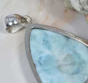 Bisel de piedras preciosas de corte elegante Larimar azul Natural de Plata de Ley 925 pura sólida de alta calidad al por mayor ajuste estilo Punk fiesta - Product Image 4