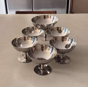 Gobelets à dessert en acier inoxydable jetables de qualité supérieure et au design élégant, écologiques, ronds et à pied - Product Image 4