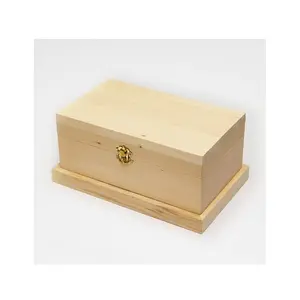 未完成的木箱，带铰链盖，用于工艺品艺术爱好珠宝盒和家庭储物