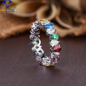 Anillo de eternidad de oro blanco con diamante cortado en PerA TDW 3,74 de Lab-Stone / Dainty Heartshine Ring/Color DE LA EF-VS - Product Image 4