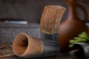 High Quality Customized Wholesale Handcrafted Carved Natural Horn <b>Glass</b> Beer <b>Glasses</b> for Home Restaurant Hotel Inspired by India - Product Image 4