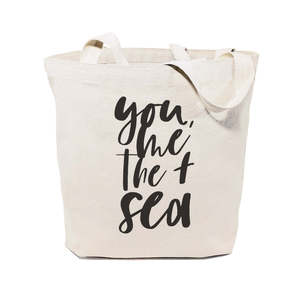 You Me and the Sea Cotton Canvas Tote Bag Women's Stylish and Eco-Friendly Bag - Product Image 1