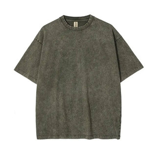 เฮฟวี่เวทที่กําหนดเอง 240gsm วินเทจล้างผู้ชายเสื้อยืดผู้ชายด้อยผ้าฝ้ายว่างเปล่าเสื้อยืดขนาดใหญ่ - Product Image 1