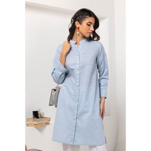 Camisa de Seda Azul Cielo con Adornos para Mujer, Cuello con Volantes Teñido Dobby, Estilo Occidental, Talla XL, para Oficina, Fiesta, Primavera y Otoño - Product Image 3