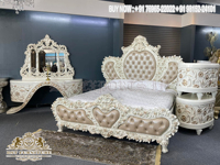 Lit double king size élégant de style oriental, luxe moderne, bois de teck, finition argentée, nouvelle arrivée, taille personnalisable