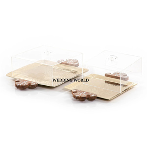 Ensemble de deux plateaux à chocolat carrés Dernière nouvelle collection Plateau à chocolat fait à la main Vente chaude Plateau à chocolat martelé - Product Image 2