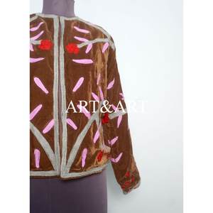 Handmade Beautiful Suzani Embroidery Floral <b>Pattern</b> Winter Eco-Friendly Quick Dry High Quality <b>Quilted</b> Cotton <b>Jacket</b> Women's - Product Image 2