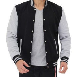 Veste Letterman en laine mélangée avec fermeture à bouton pression sur le devant Bomber Letterman moderne avec veste à rayures athlétiques varsity - Product Image 5