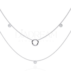 Collier personnalisé en argent sterling 925 brillant à double couche Collier tendance de mariage style Leb Grown Diamonds Personnalisable à la mode - Product Image 1
