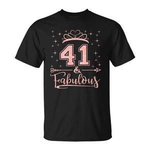 Camiseta para mujer de 41 años, regalo de cumpleaños, camiseta promocional para chicas felices - Product Image 1