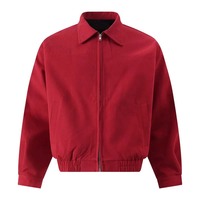 Veste de travail rétro pour homme avec logo personnalisé OEM, 100% coton, ample, décontractée, vintage, rouge, streetwear, vestes de travail pour homme