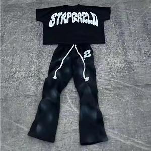 Comfy Two Piece Set Unisex <b>Shirt</b> With Joggers Vintage Acid Wash Printed Look - Product Image 5