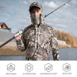 OEM personalizado UPF 50 Sudadera con capucha Ropa de pesca Secado rápido Hombres Camisas de pesca de manga larga con máscara Ropa deportiva Poliéster Ropa de caza - Product Image 6