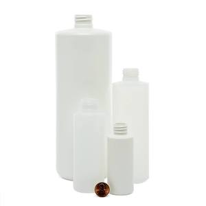 Botellas cilíndricas de plástico HDPE para medicamentos líquidos y acondicionadores, tapas de rosca y bombas con tapa abatible vendidas por separado para sprays nasales - Product Image 1