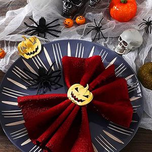 Calabaza Halloween Servilletero Otoño Cosecha Aleación de metal Servilleta Hebillas Servilletero para la decoración de su mesa de comedor - Product Image 4