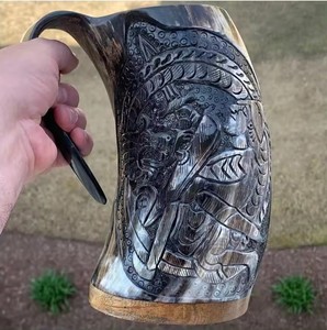 Taza de cuerno para beber vikingo pulido Natural estilo búfalo taza de Navidad de estilo Animal para cerveza Falak World Export - Product Image 4