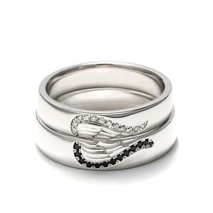 แหวนคู่เงินแท้สลักลายปีกนางฟ้าเจลิยา - Product Image 1