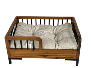 Lit pour chien surélevé en bois d'acacia, design minimaliste scandinave, lit pour animaux de compagnie surélevé pour l'intérieur, mobilier moderne pour animaux de compagnie personnalisable - Product Image 3