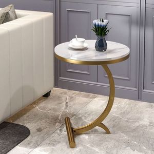 Juego de mesa de centro redonda de diseño estándar, con Base de Metal de lujo, losa de roca, sala de estar, muebles de apartamento de Hotel, mesa auxiliar de té - Product Image 6