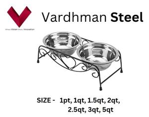 Vente en gros Bol double pour animaux de compagnie en acier inoxydable avec support métallique Bols d'alimentation de voyage pour chiens, chats et oiseaux - Product Image 5