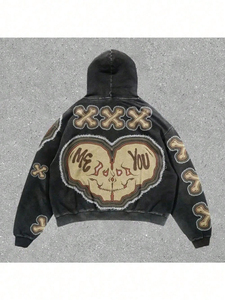 Sudaderas con capucha lavadas con ácido deshidratado con diseños impresos personalizados Colores y tamaños personalizados Servicio OEM - Product Image 2