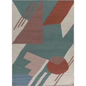 พรมขนสัตว์ทอลายตารางสีน้ำเงิน รุ่น Adwl-13063 ทำด้วยมือ รูปทรงสี่เหลี่ยมผืนผ้า ลายแบบนามธรรม สำหรับห้องนอน ห้องนั่งเล่น ทางเดิน ลายเพชร - Product Image 1